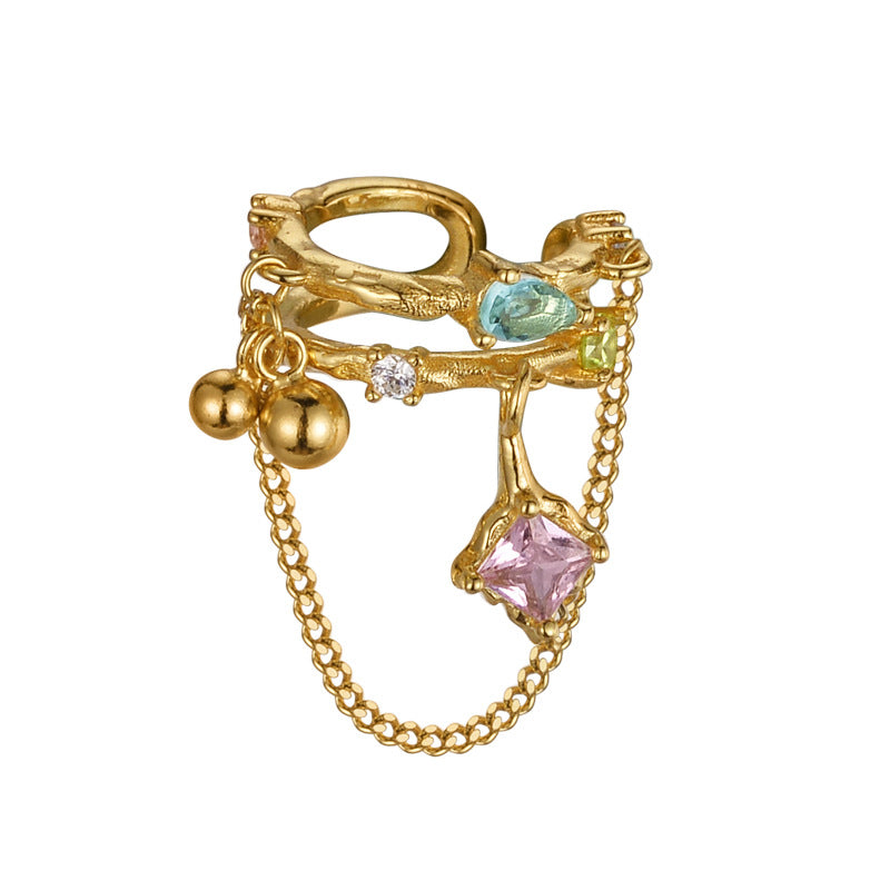 hollow-out chain ear clip earrings