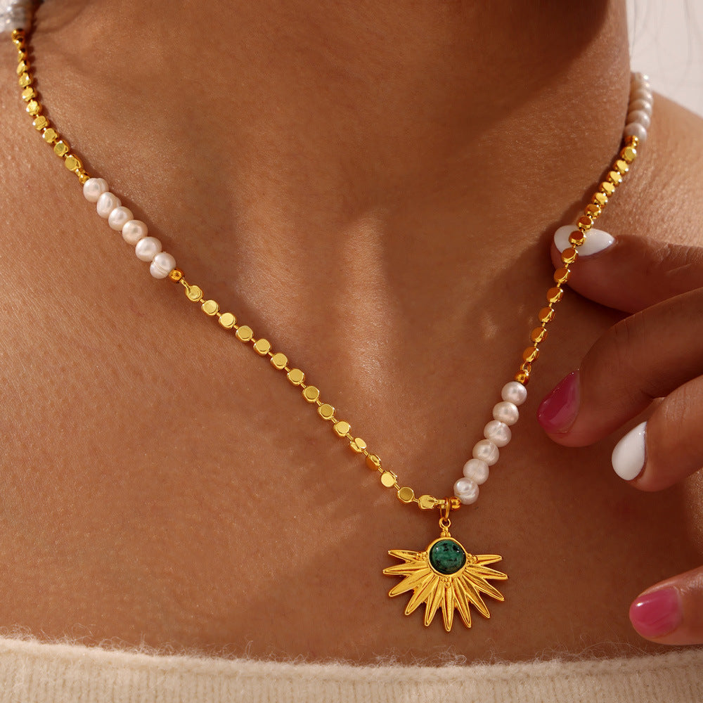 tigereye geometric design pendant